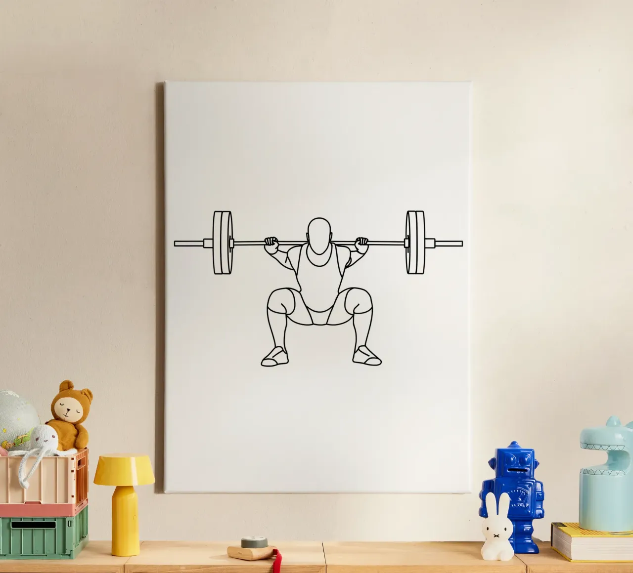 Weightlifting - Minimalist Line Art canvas by Viv Line Art