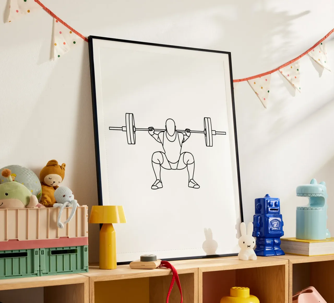 Weightlifting - Minimalist Line Art hahnemühle by Viv Line Art