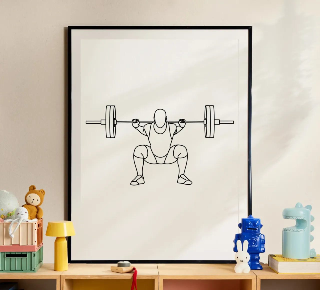 Weightlifting - Minimalist Line Art hahnemühle by Viv Line Art