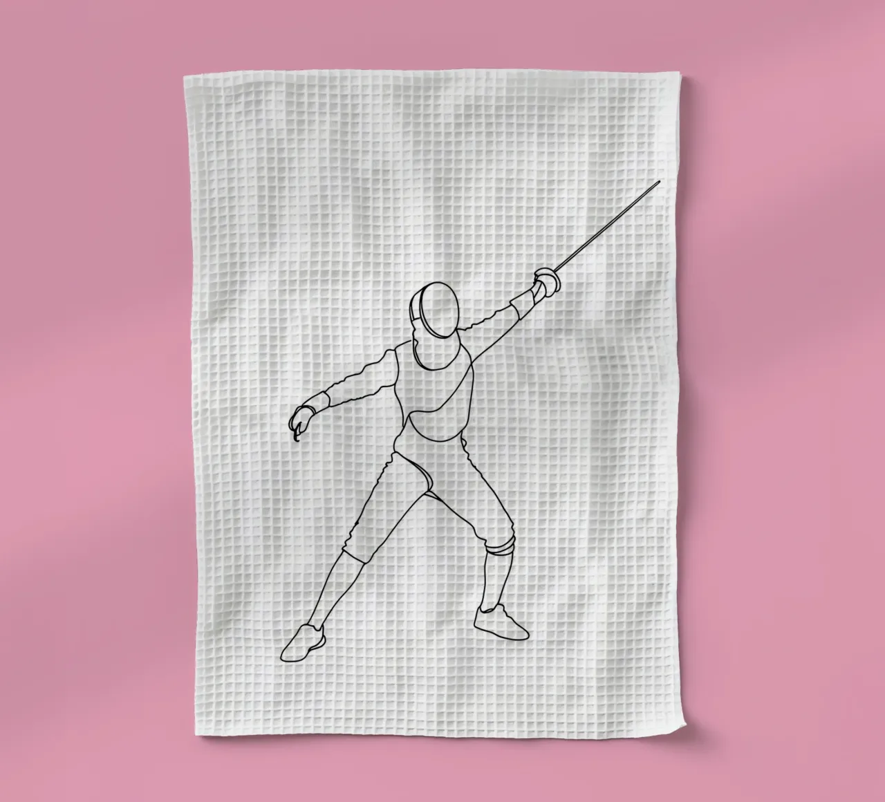 Escrimeur gagnant - Dessin au trait minimaliste torchon de Viv Line Art