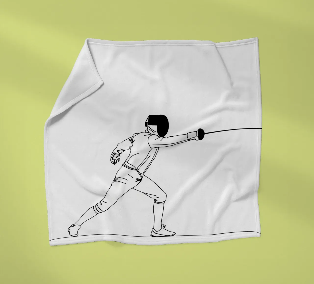 Fencer - Minimalist Line Art fleece blanket by Viv Line Art