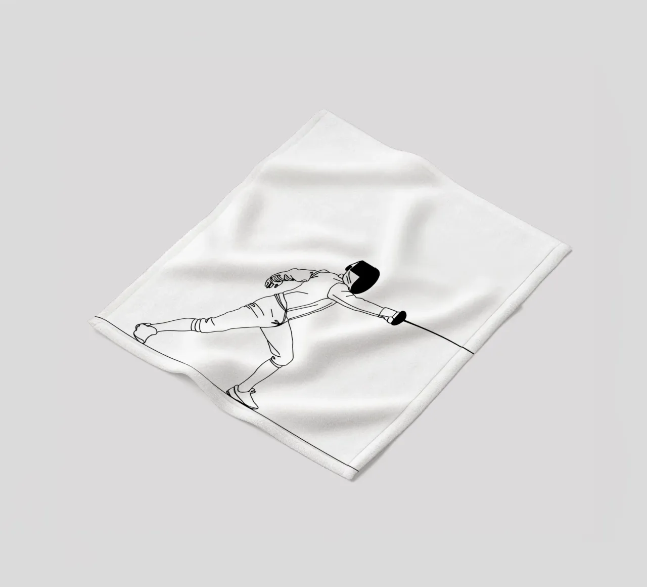 Fencer - Minimalist Line Art fleece blanket by Viv Line Art