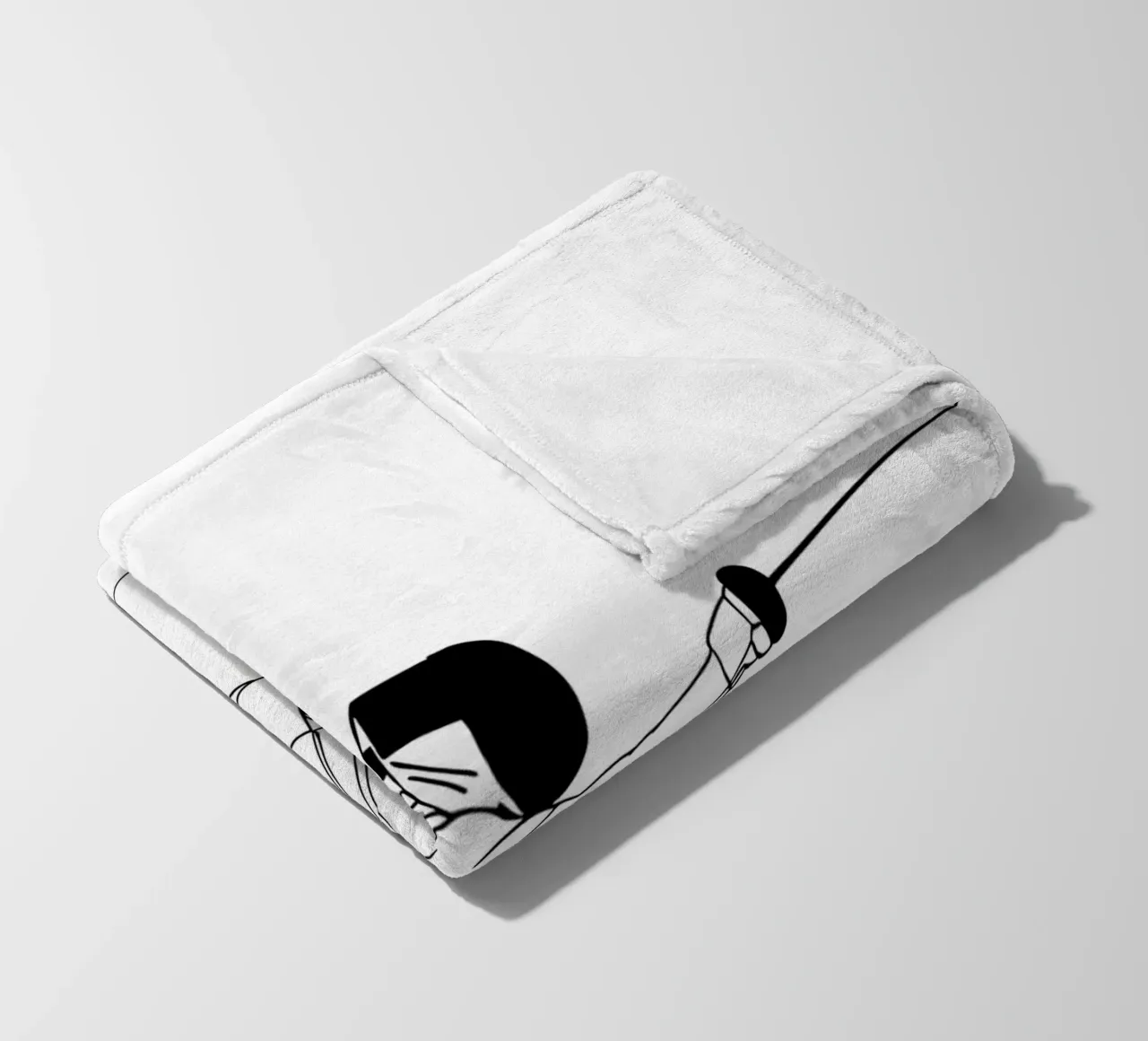 Fencer - Minimalist Line Art fleece blanket by Viv Line Art