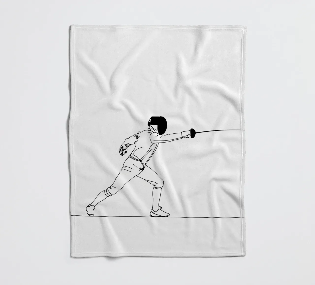 Fencer - Minimalist Line Art fleece blanket by Viv Line Art