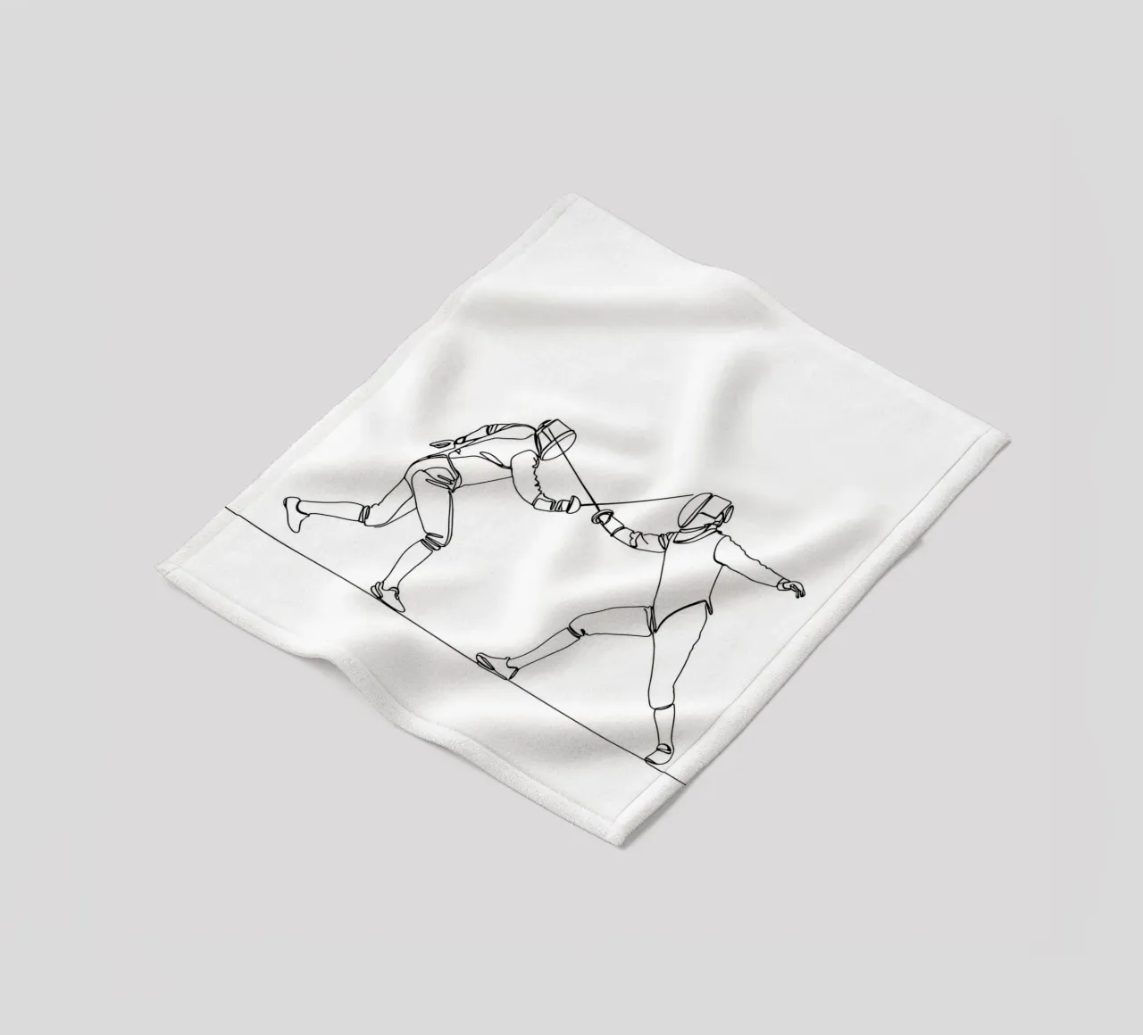 Duello tra schermidori - Line Art minimalista coperta in pile da Viv Line Art