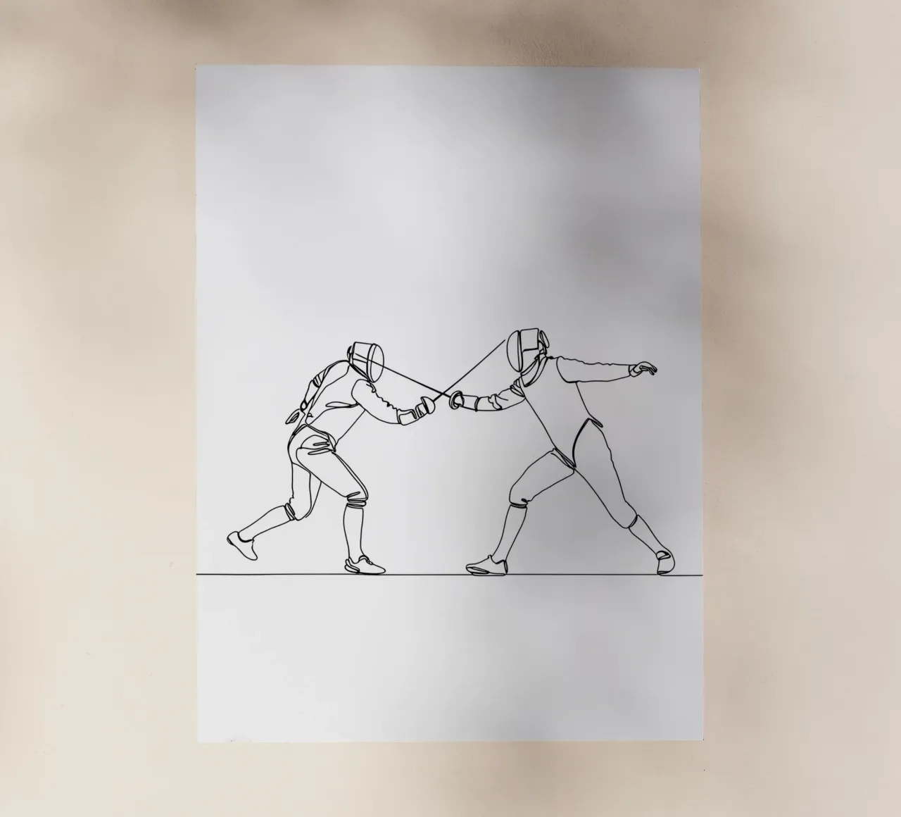 Duello tra schermidori - Line Art minimalista pellicola backlit da Viv Line Art
