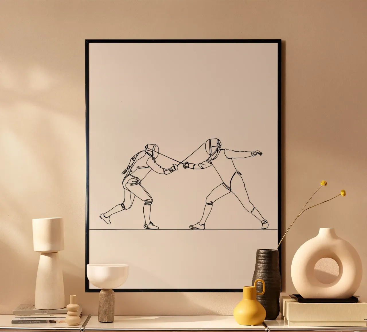 Duello tra schermidori - Line Art minimalista poster da Viv Line Art