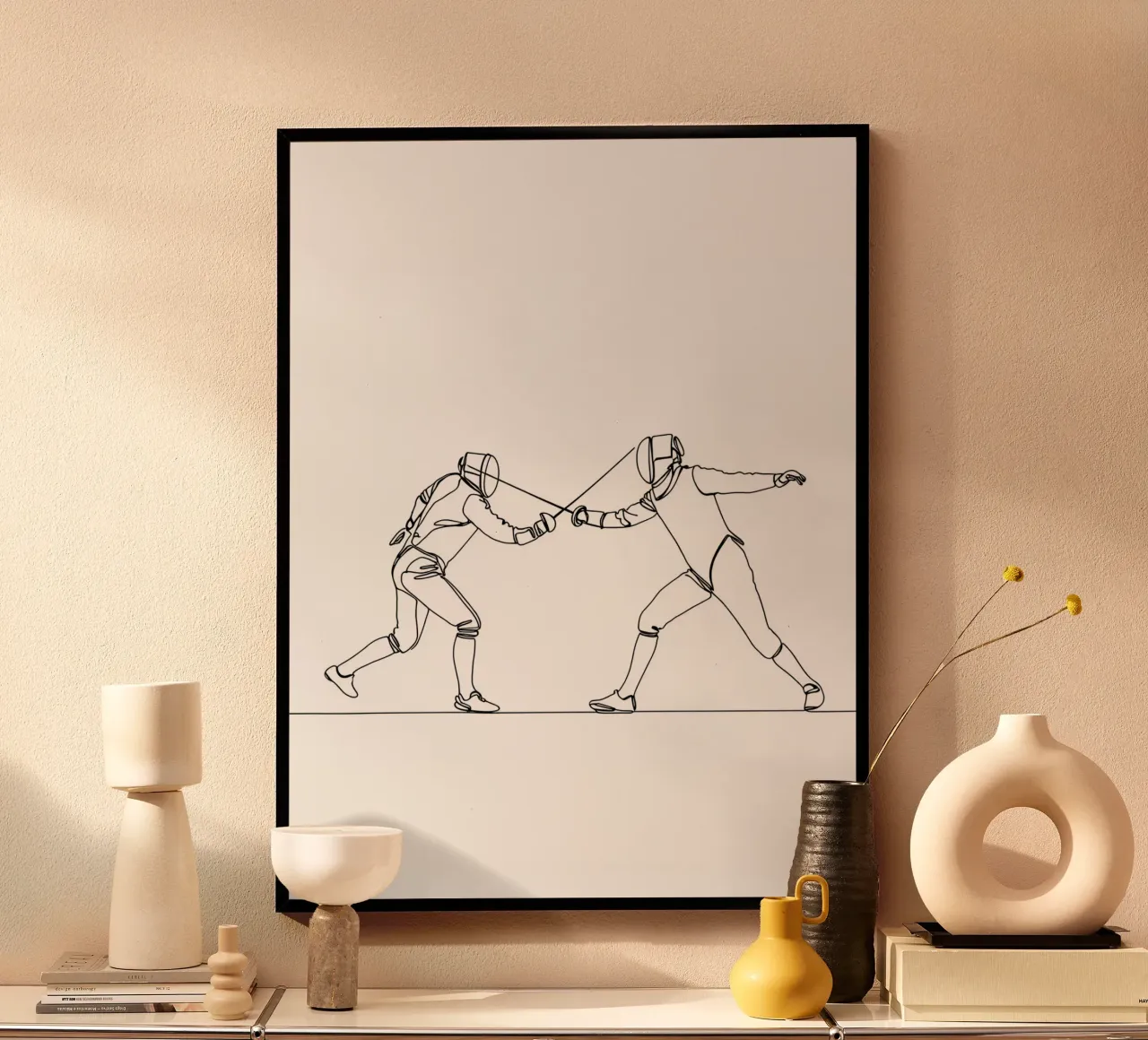 Duello tra schermidori - Line Art minimalista poster da Viv Line Art