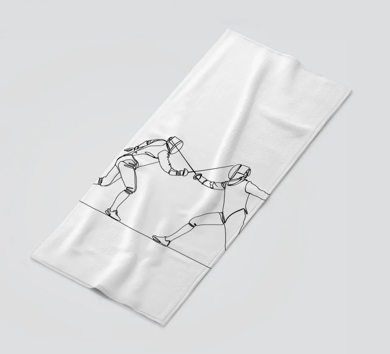 Duello tra schermidori - Line Art minimalista telo mare da Viv Line Art