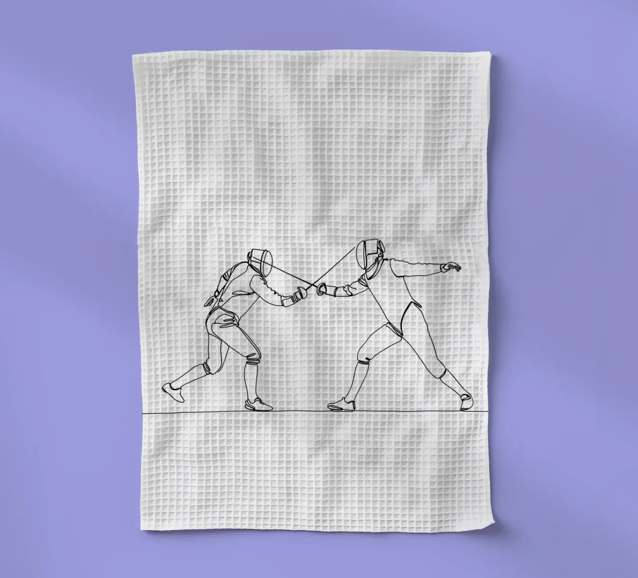 Duello tra schermidori - Line Art minimalista canovaccio da cucina da Viv Line Art