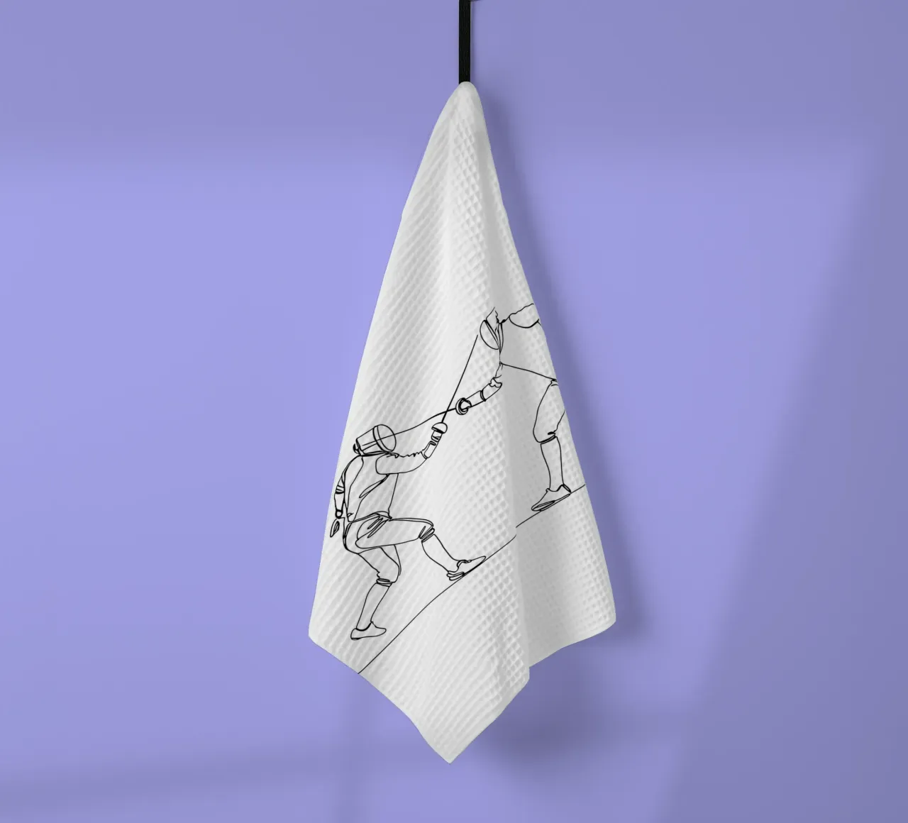 Duello tra schermidori - Line Art minimalista canovaccio da cucina da Viv Line Art