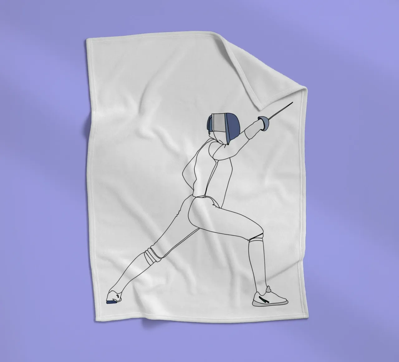 Fencer - Minimalist Line Art fleece blanket by Viv Line Art