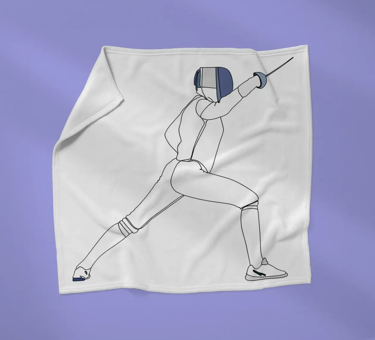 Fencer - Minimalist Line Art fleece blanket by Viv Line Art