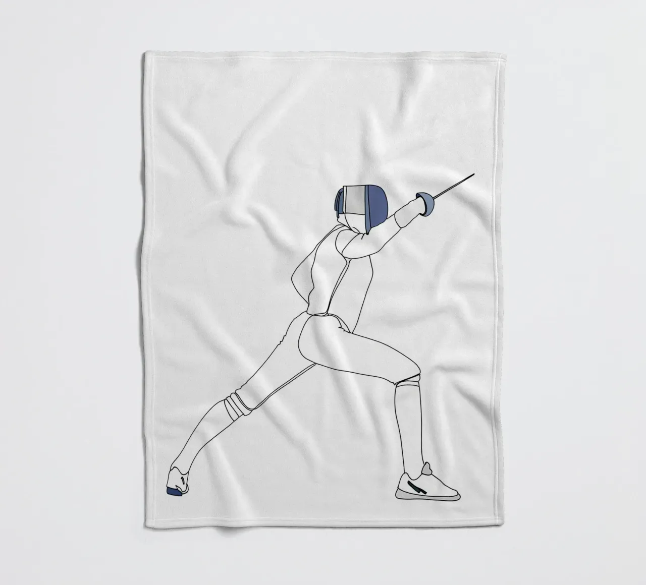 Fencer - Minimalist Line Art fleece blanket by Viv Line Art