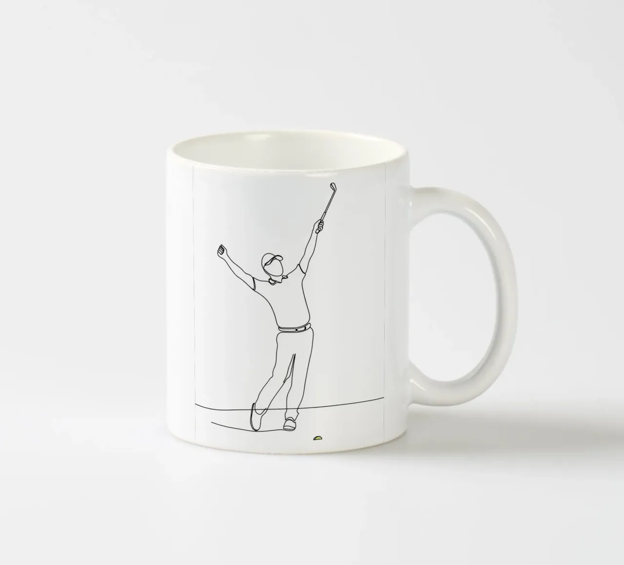 Giocatore di golf vincente - Line art minimalista tazza in ceramica da Viv Line Art