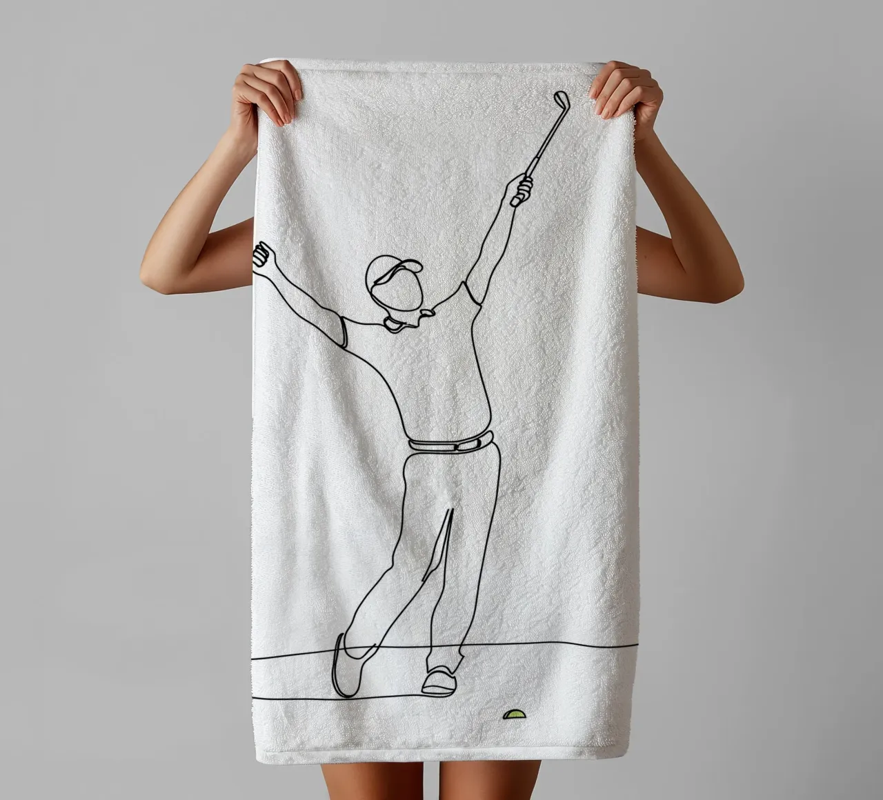 Golfer Winning - Minimalist Line Art towel by Viv Line Art