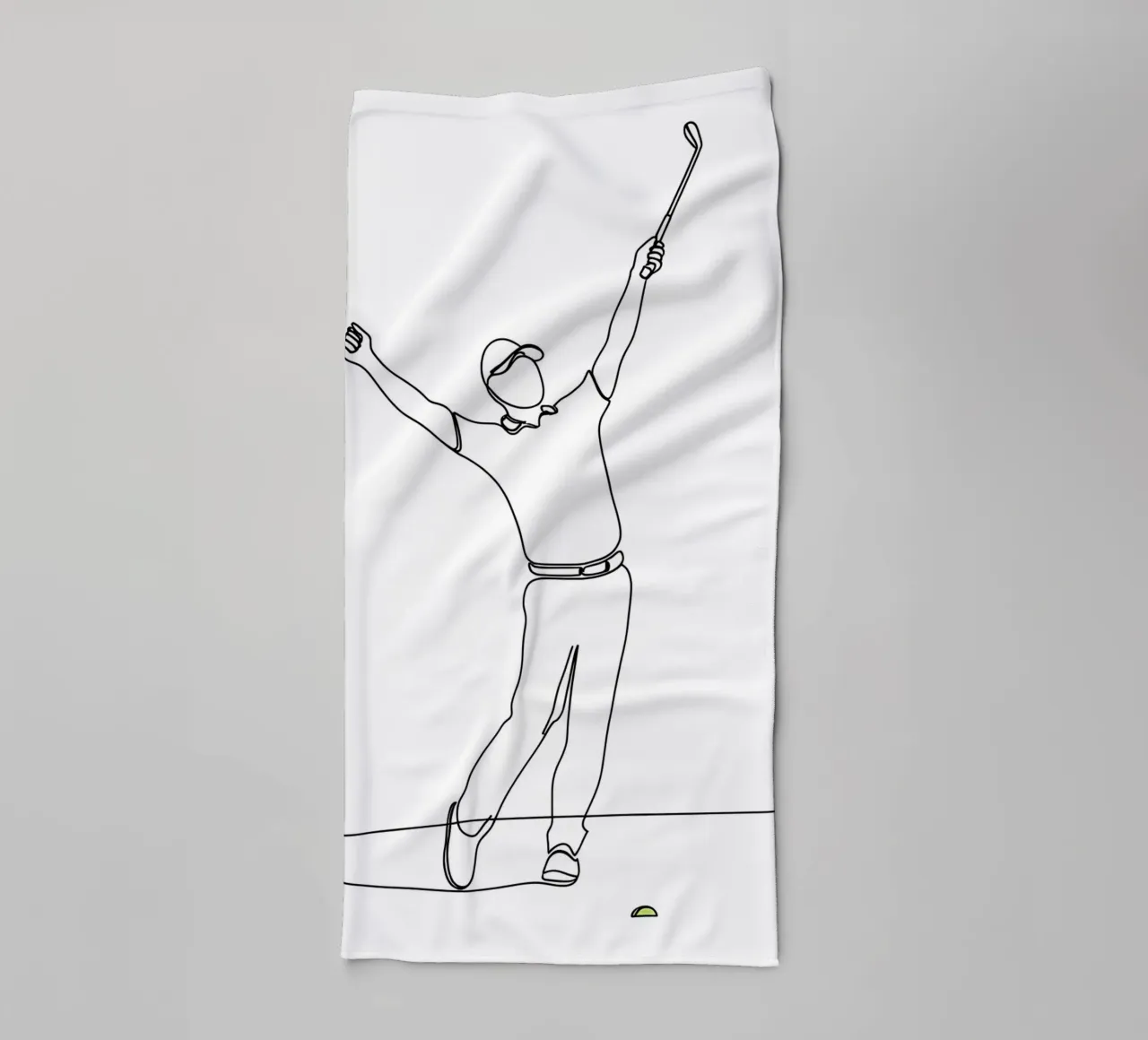 Golfer Winning - Minimalist Line Art towel by Viv Line Art