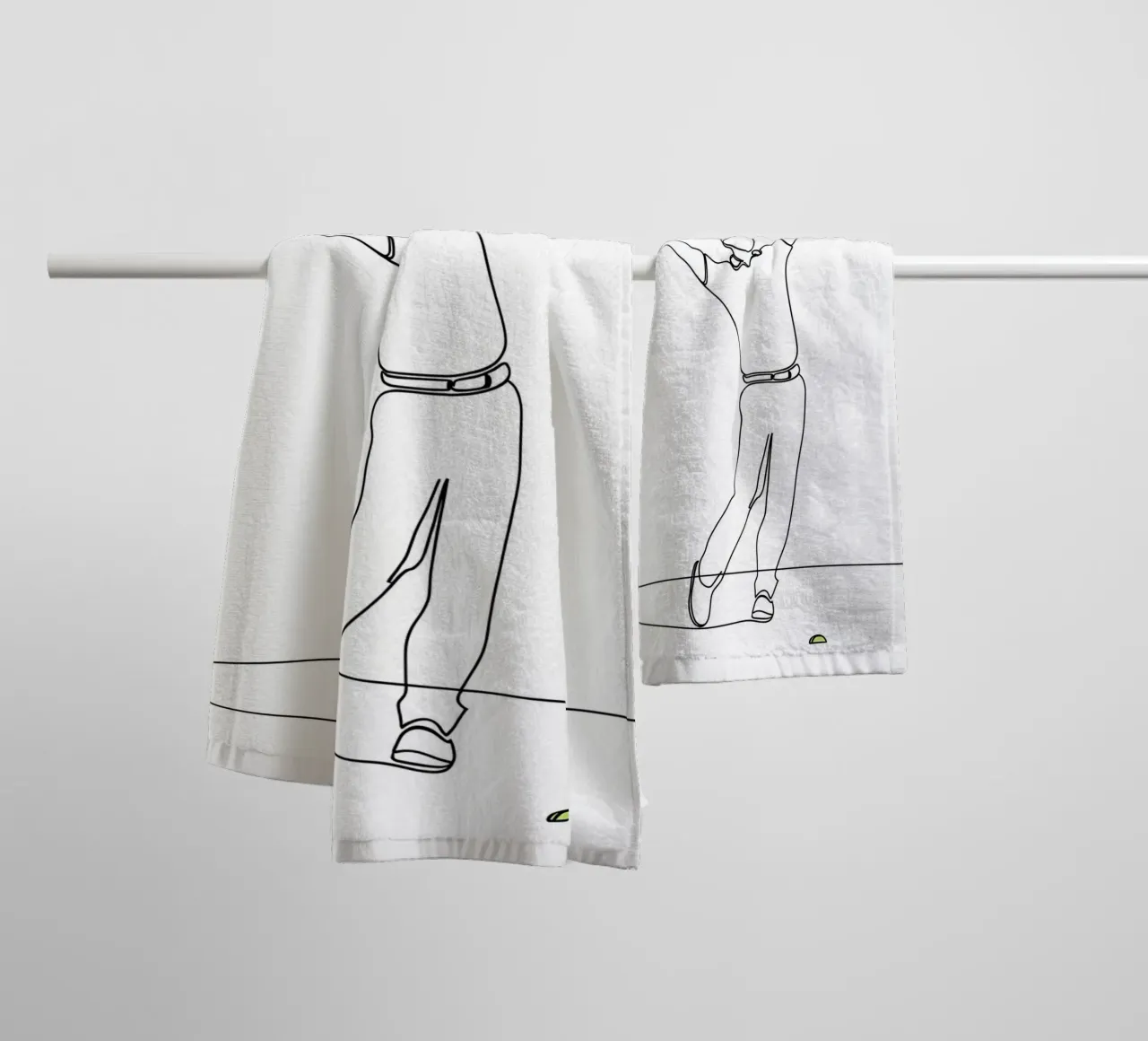 Golfer Winning - Minimalist Line Art towel by Viv Line Art