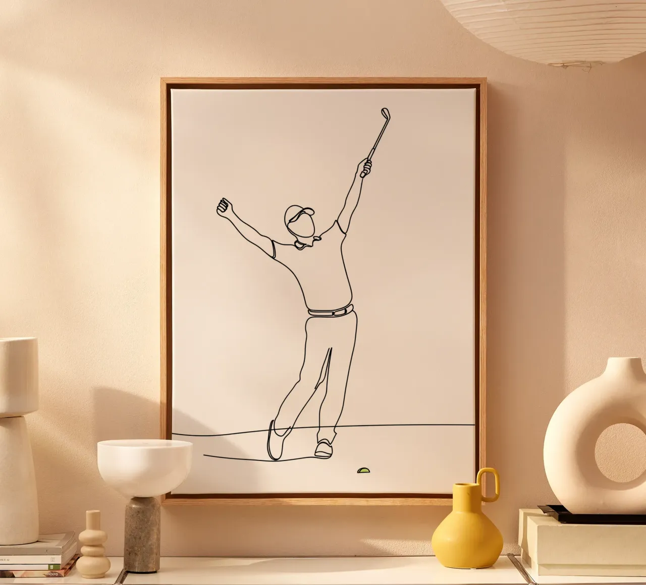 Golfer Winning - Minimalist Line Art canvas with Floater frame by Viv Line Art