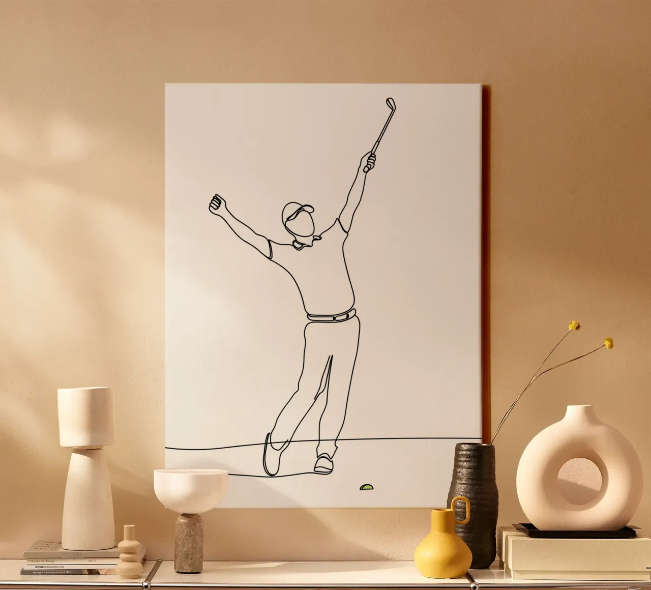 Golfer Winning - Minimalist Line Art canvas with Floater frame by Viv Line Art