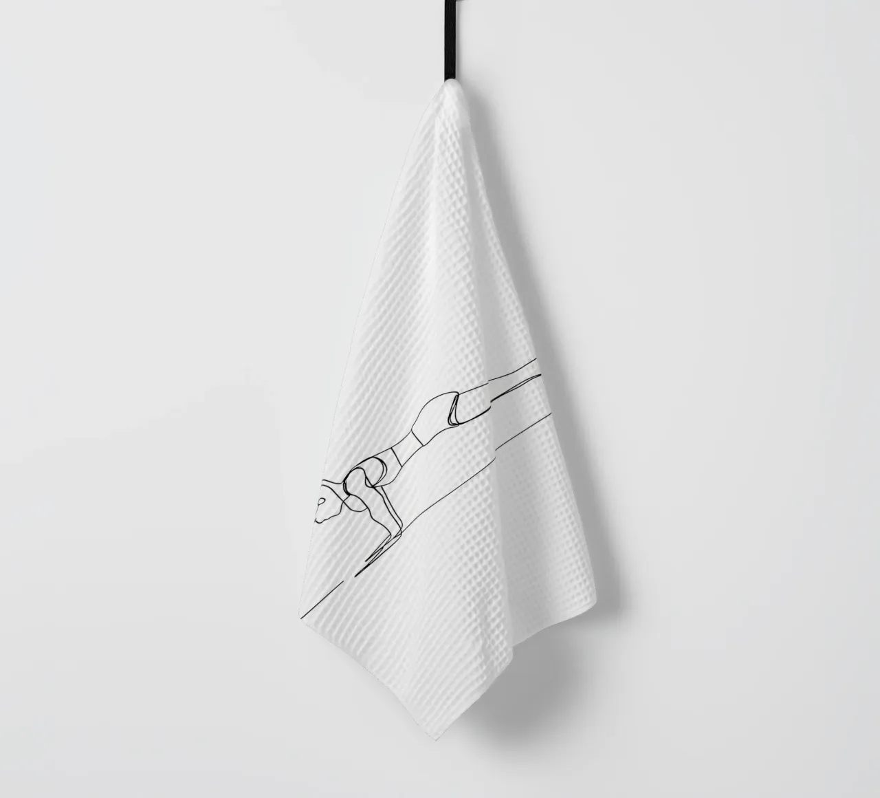 Yoga Frau - Minimalistische Linienkunst Geschirrtuch von Viv Line Art