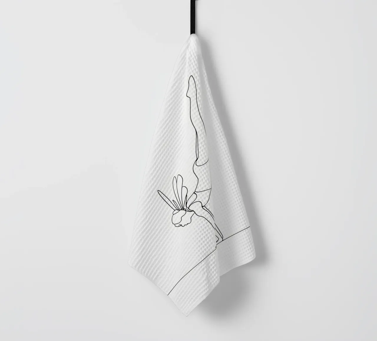 Yoga Frau - Minimalistische Linienkunst Geschirrtuch von Viv Line Art