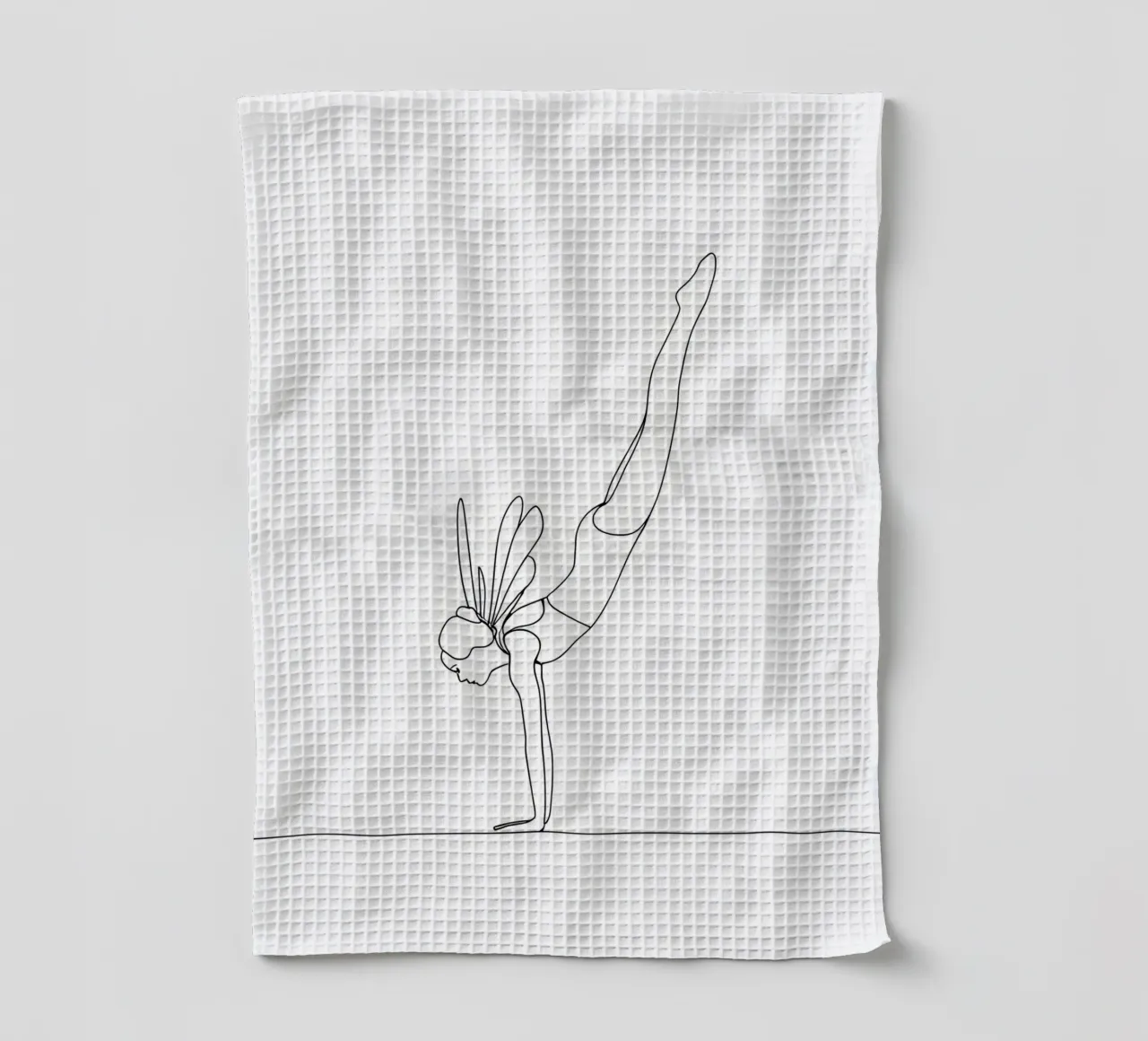 Yoga Frau - Minimalistische Linienkunst Geschirrtuch von Viv Line Art