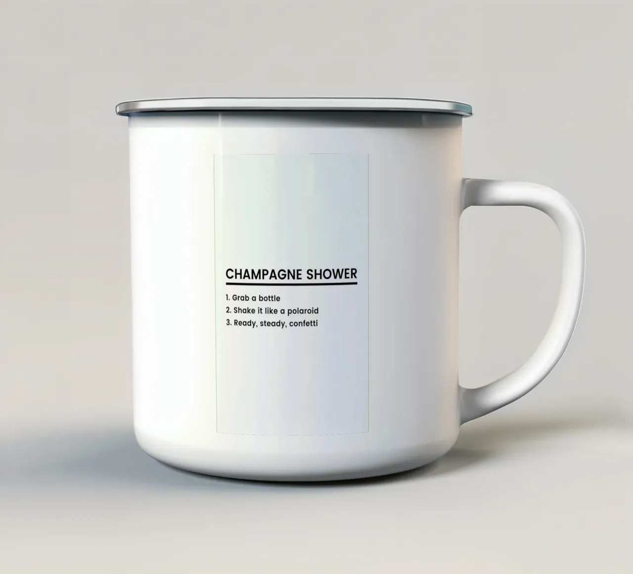 Champagne Shower Recipe tazza in smalto da Studio One