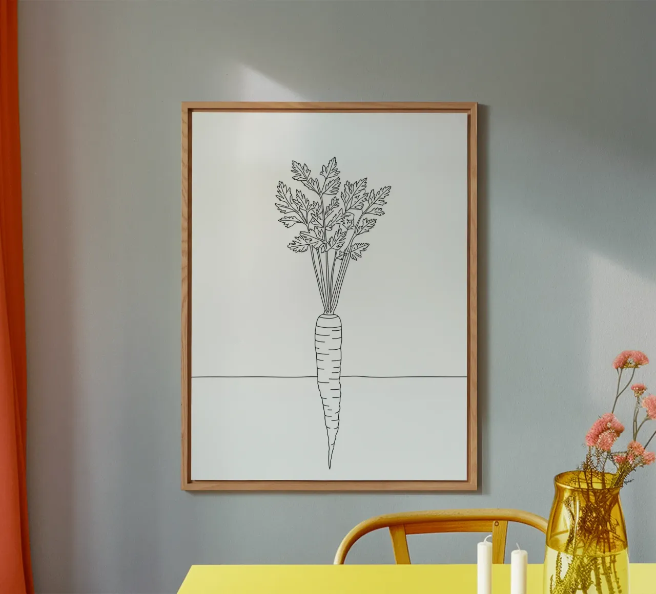Carrot - Minimalist Healthy Vegetable Line Art alu-dibond by Viv Line Art
