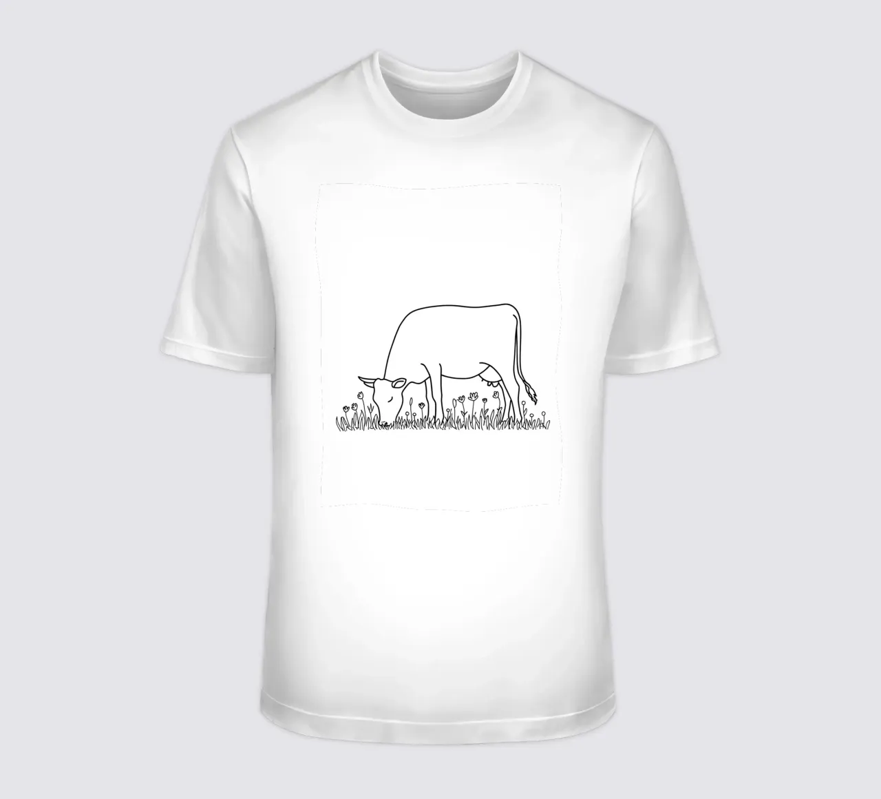 Vache en train de brouter - Dessin au trait minimaliste t-shirt de Viv Line Art
