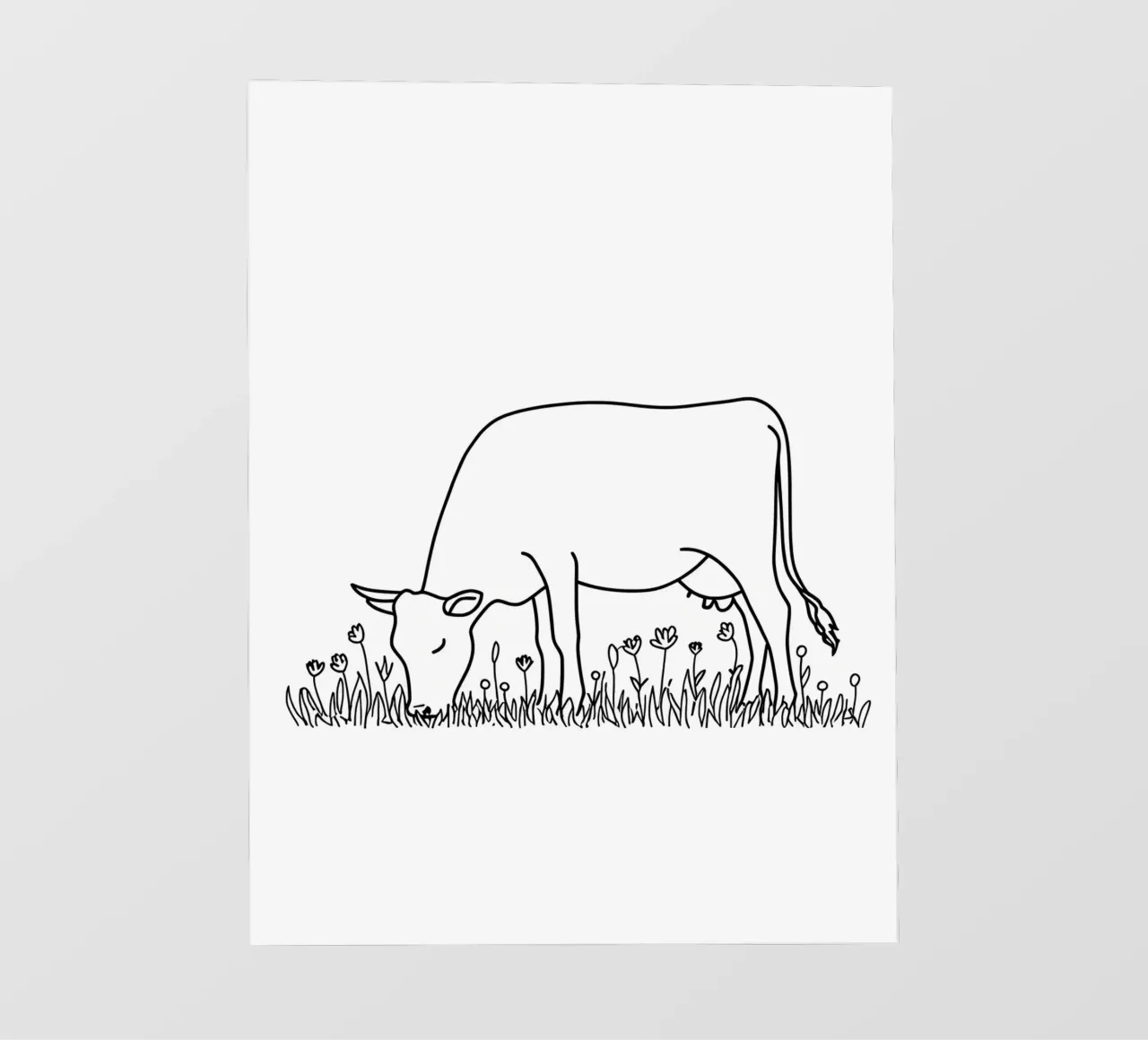 Mucca al pascolo - Line art minimalista telo in pvc da Viv Line Art