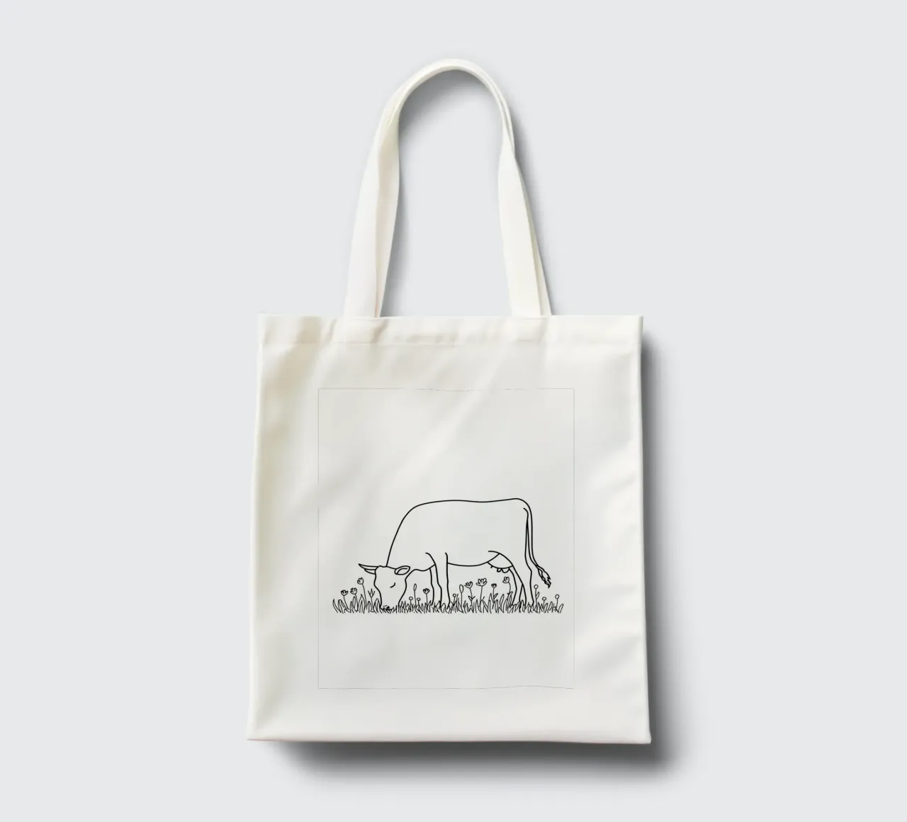 Cow Grazing - Minimalist Line Art tote bag by Viv Line Art