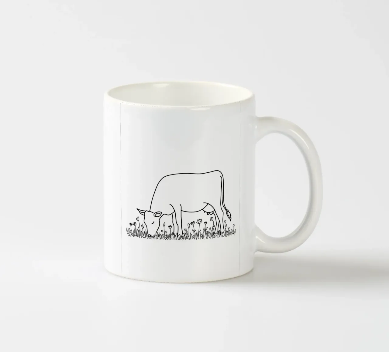 Vache en train de brouter - Dessin au trait minimaliste mug en céramique de Viv Line Art