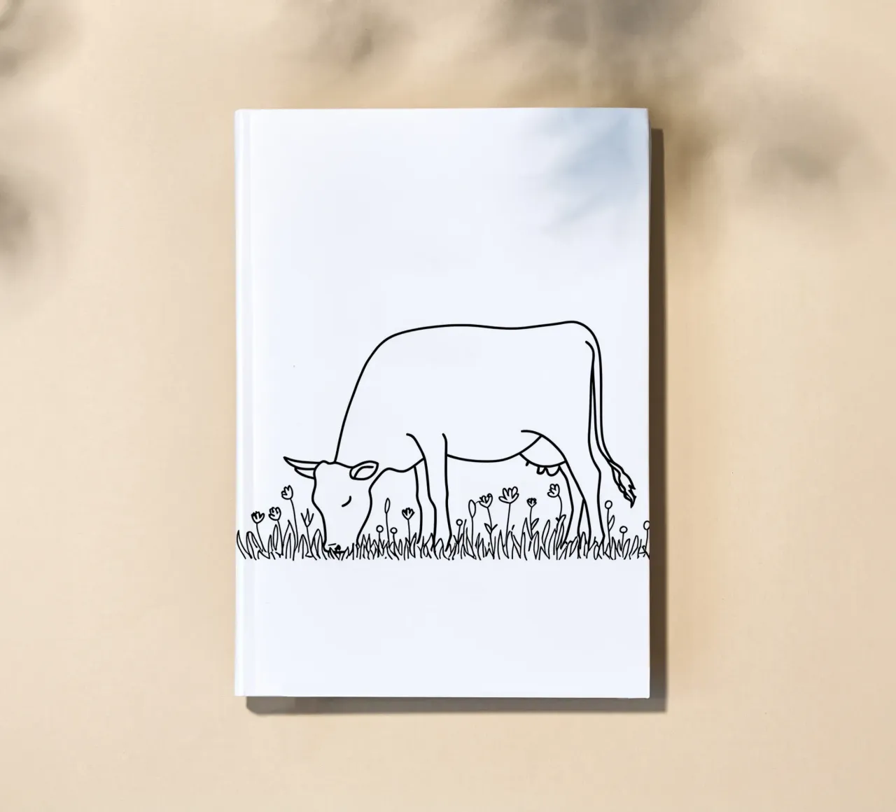 Vache en train de brouter - Dessin au trait minimaliste carnet de notes de Viv Line Art