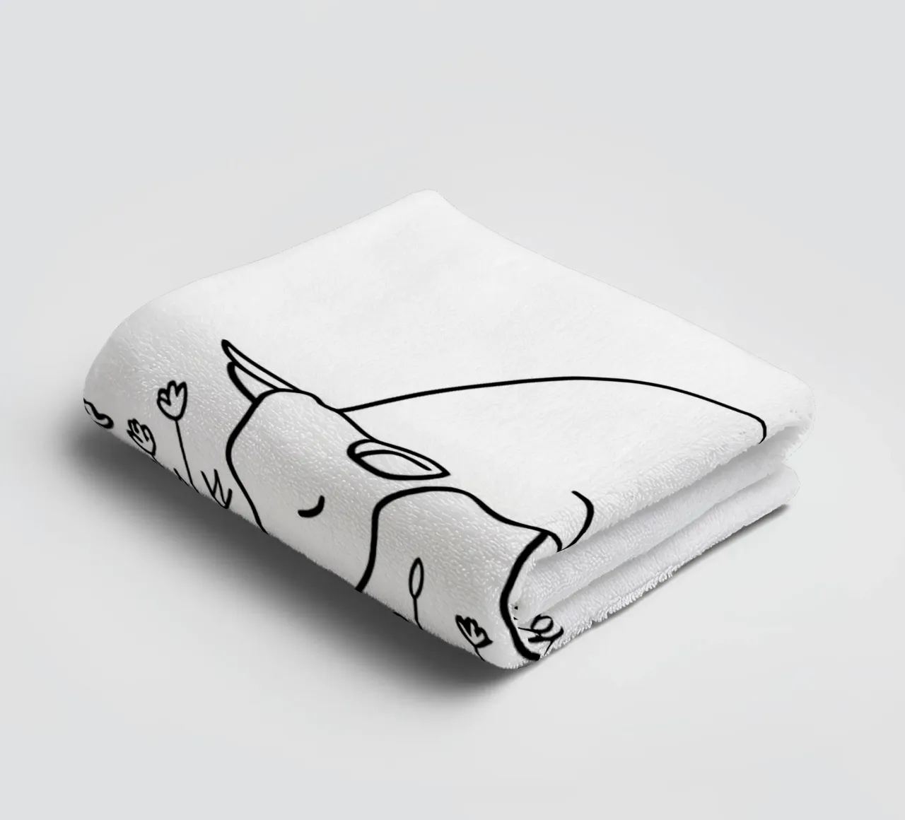 Vache en train de brouter - Dessin au trait minimaliste serviette de bain de Viv Line Art