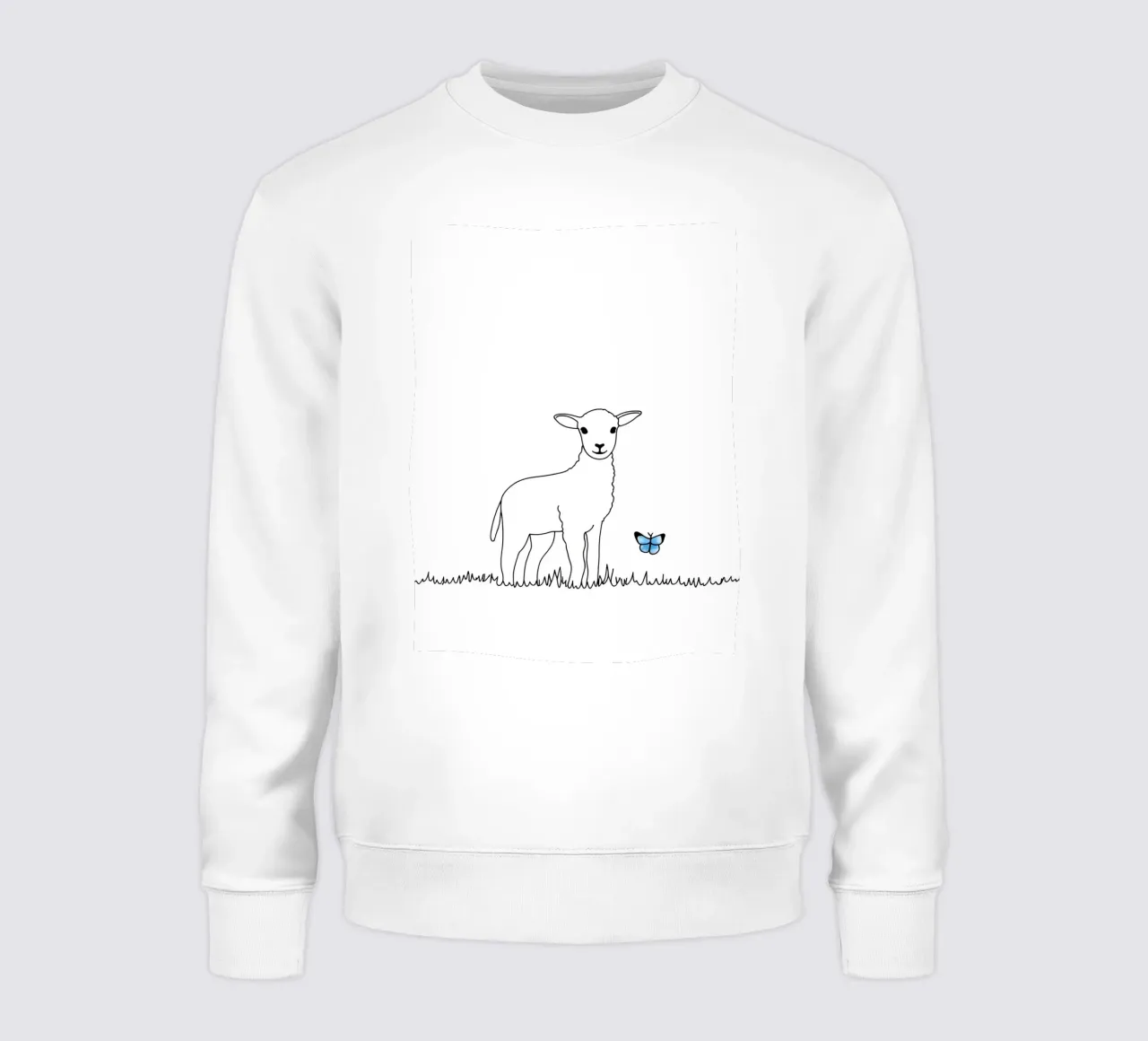 Agnello con farfalla - Line art minimalista felpa da Viv Line Art