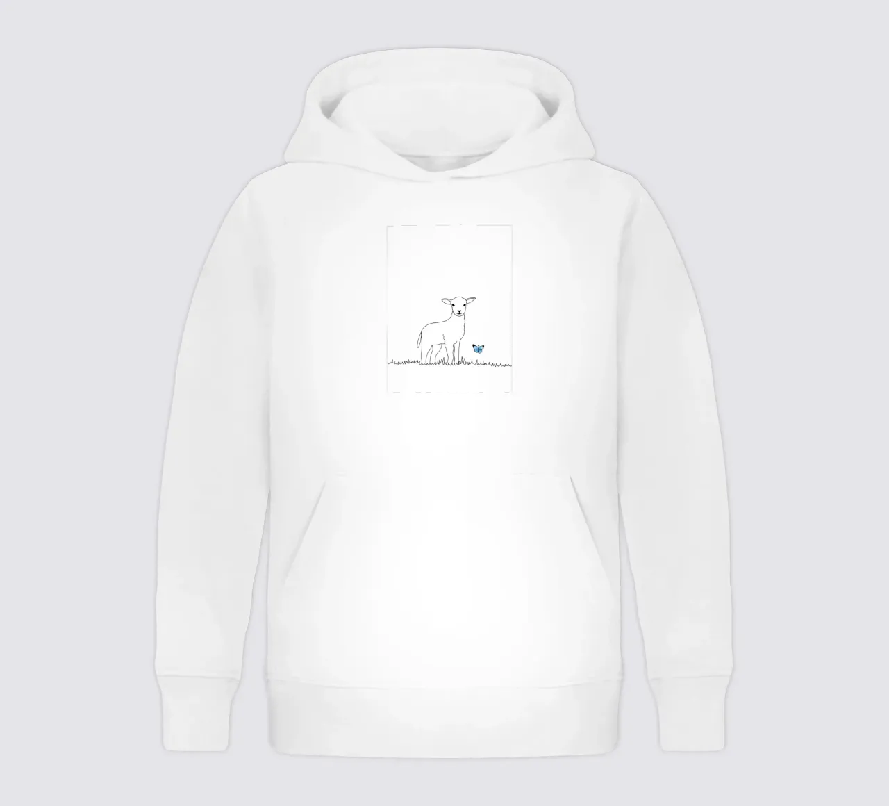 Agnello con farfalla - Line art minimalista felpa bambino con cappuccio da Viv Line Art