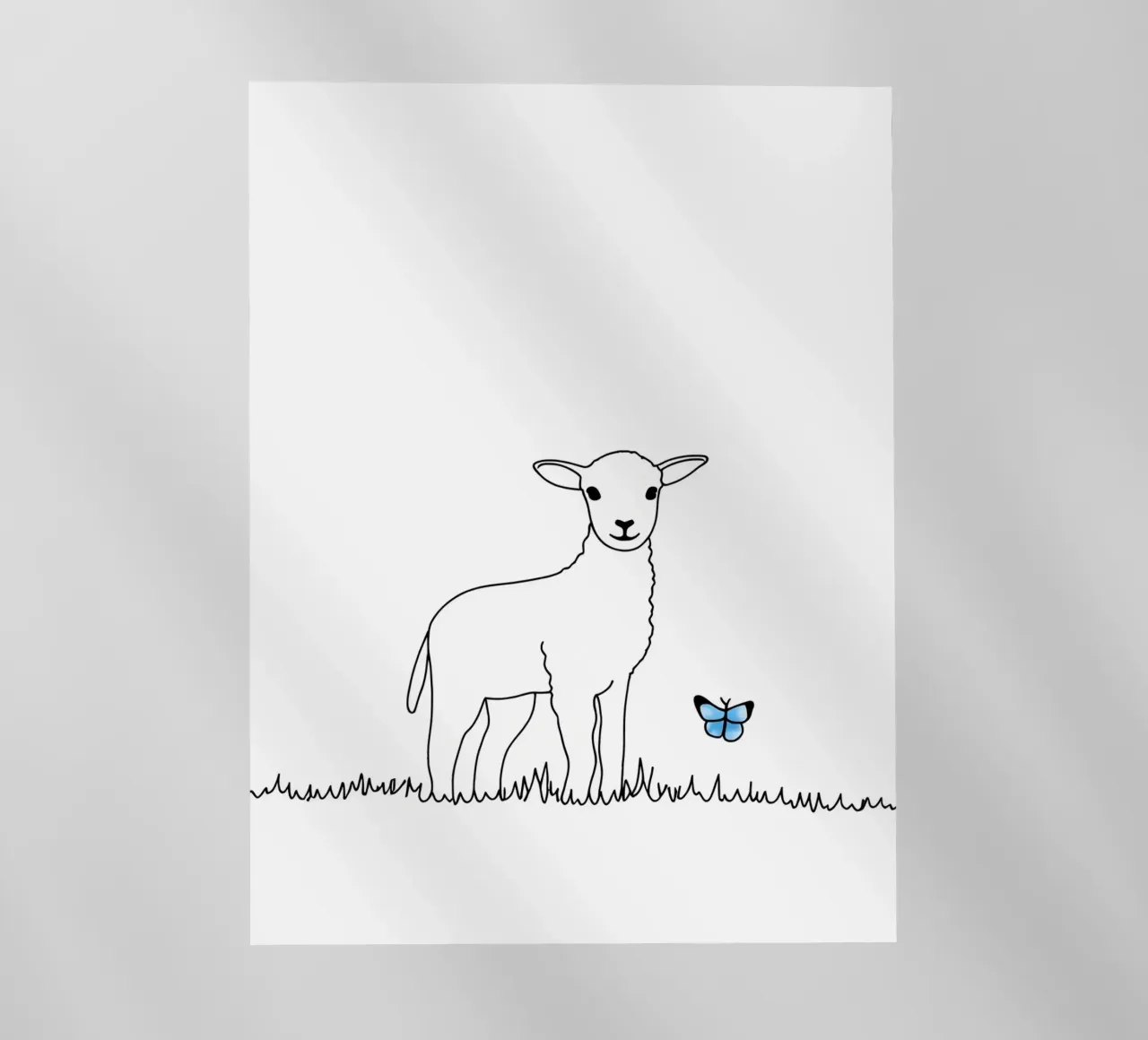 Agnello con farfalla - Line art minimalista pellicola backlit da Viv Line Art