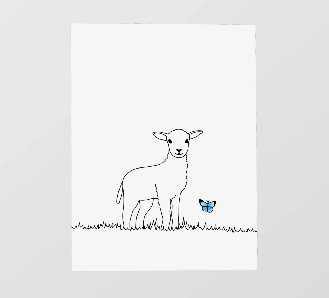 Agnello con farfalla - Line art minimalista telo in pvc da Viv Line Art