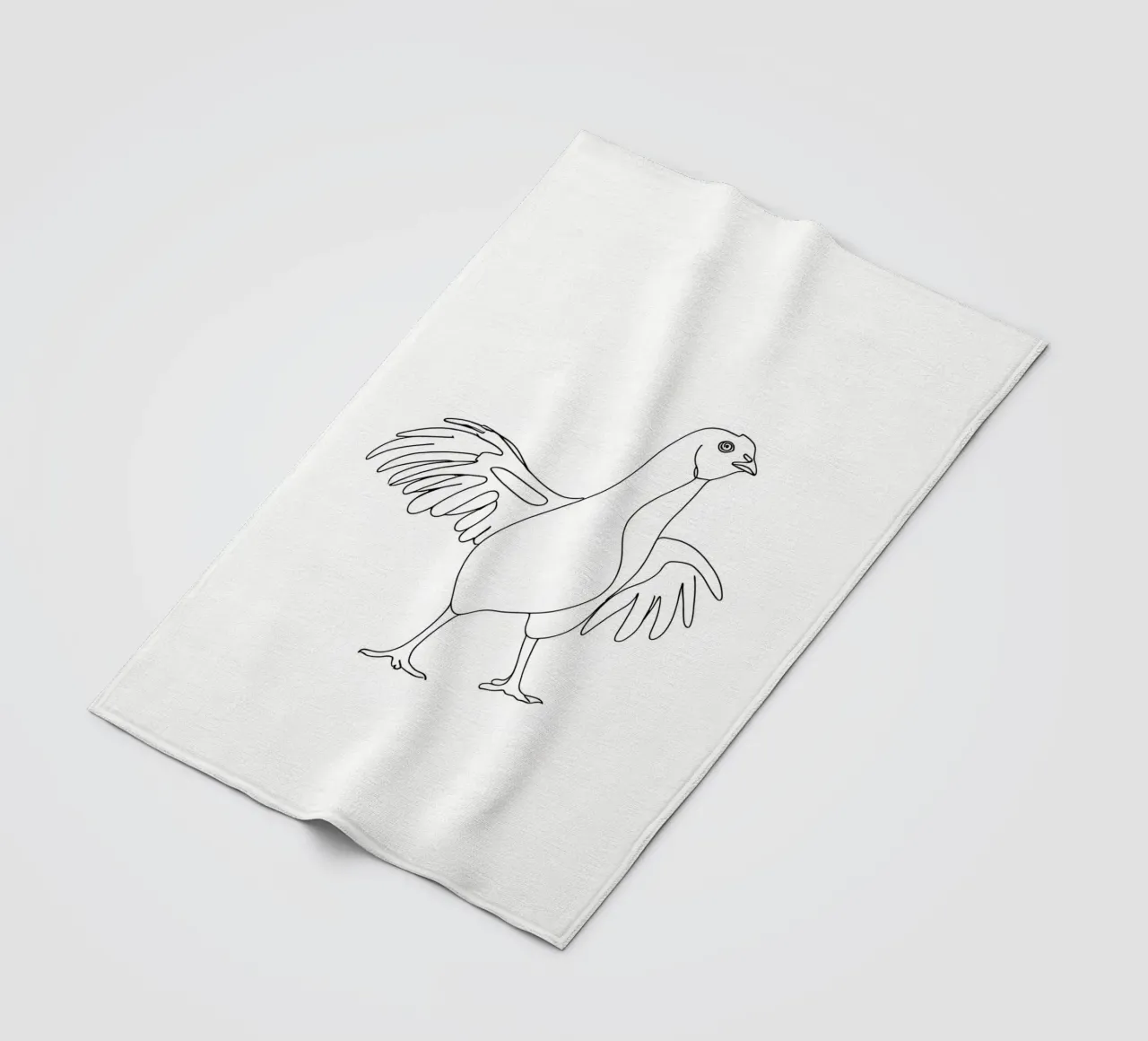 Pollo che balla - Line art minimalista coperta in pile da Viv Line Art