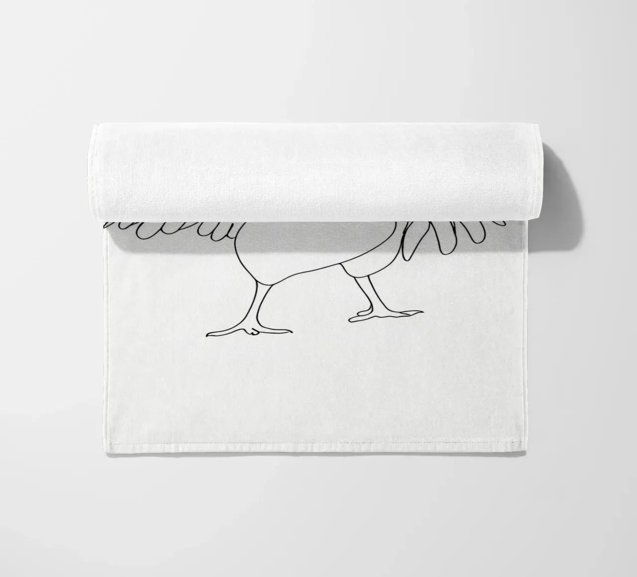 Poulet dansant - Dessin au trait minimaliste serviette de plage de Viv Line Art