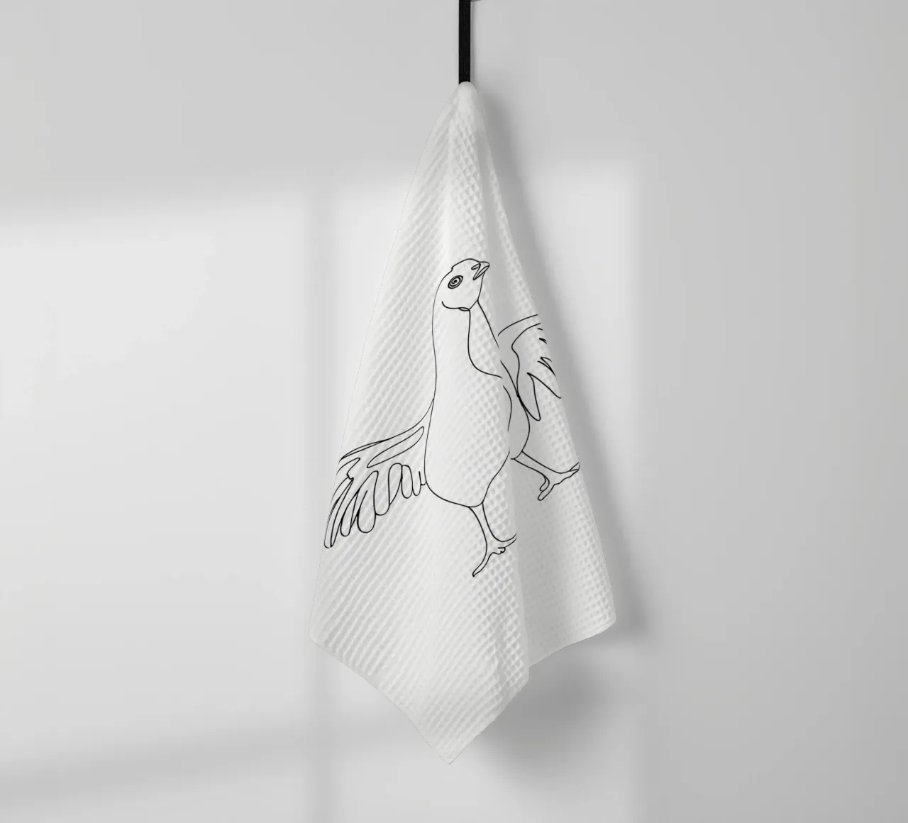 Poulet dansant - Dessin au trait minimaliste torchon de Viv Line Art