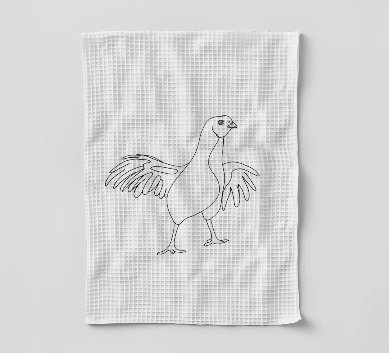 Poulet dansant - Dessin au trait minimaliste torchon de Viv Line Art