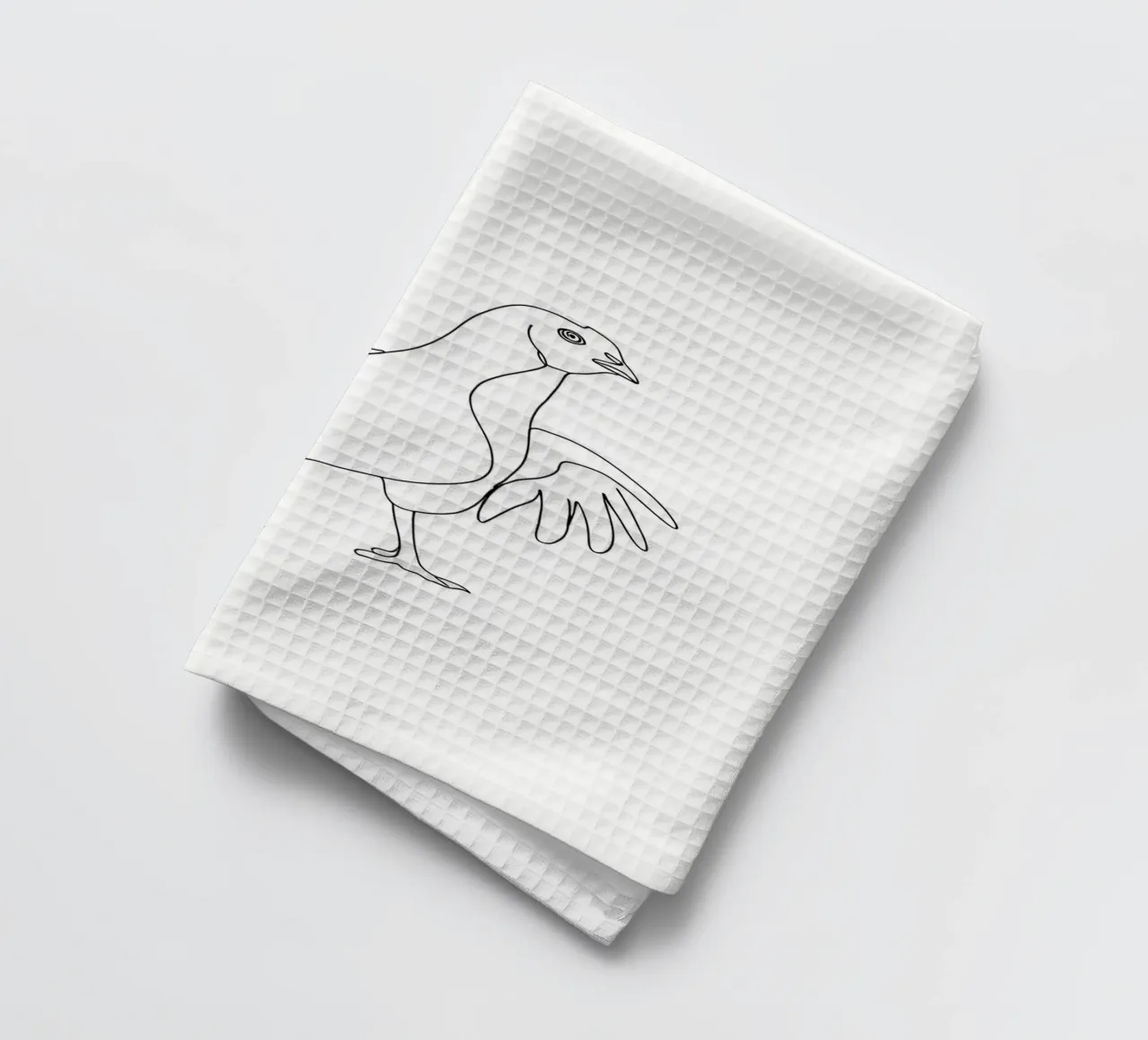 Poulet dansant - Dessin au trait minimaliste torchon de Viv Line Art