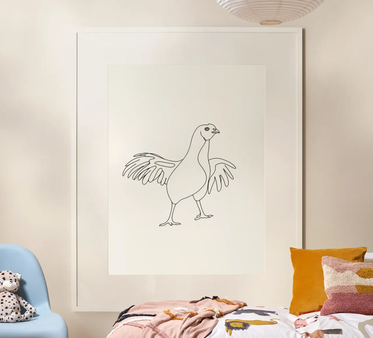 Poulet dansant - Dessin au trait minimaliste hahnemühle de Viv Line Art