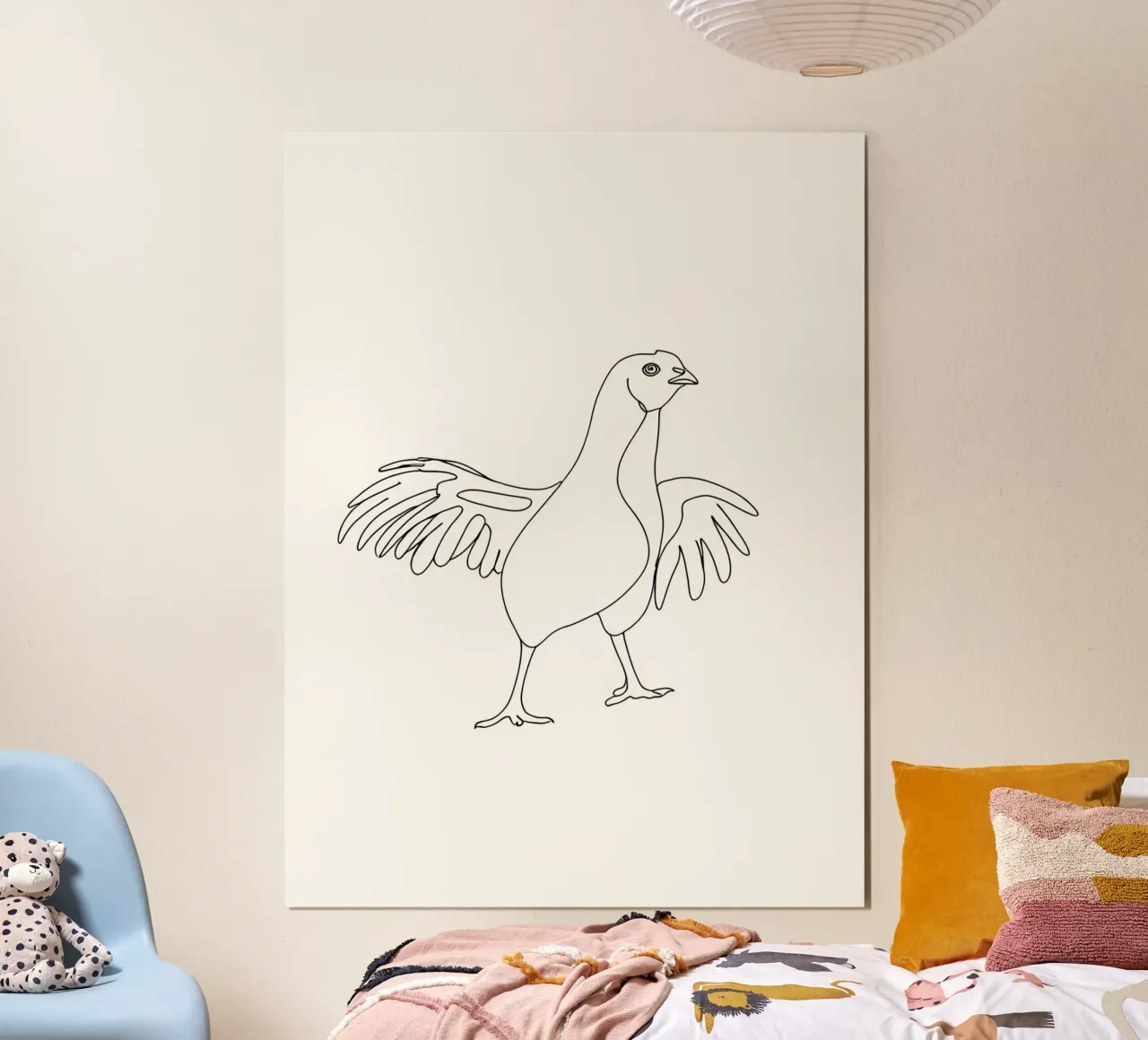 Poulet dansant - Dessin au trait minimaliste hahnemühle de Viv Line Art