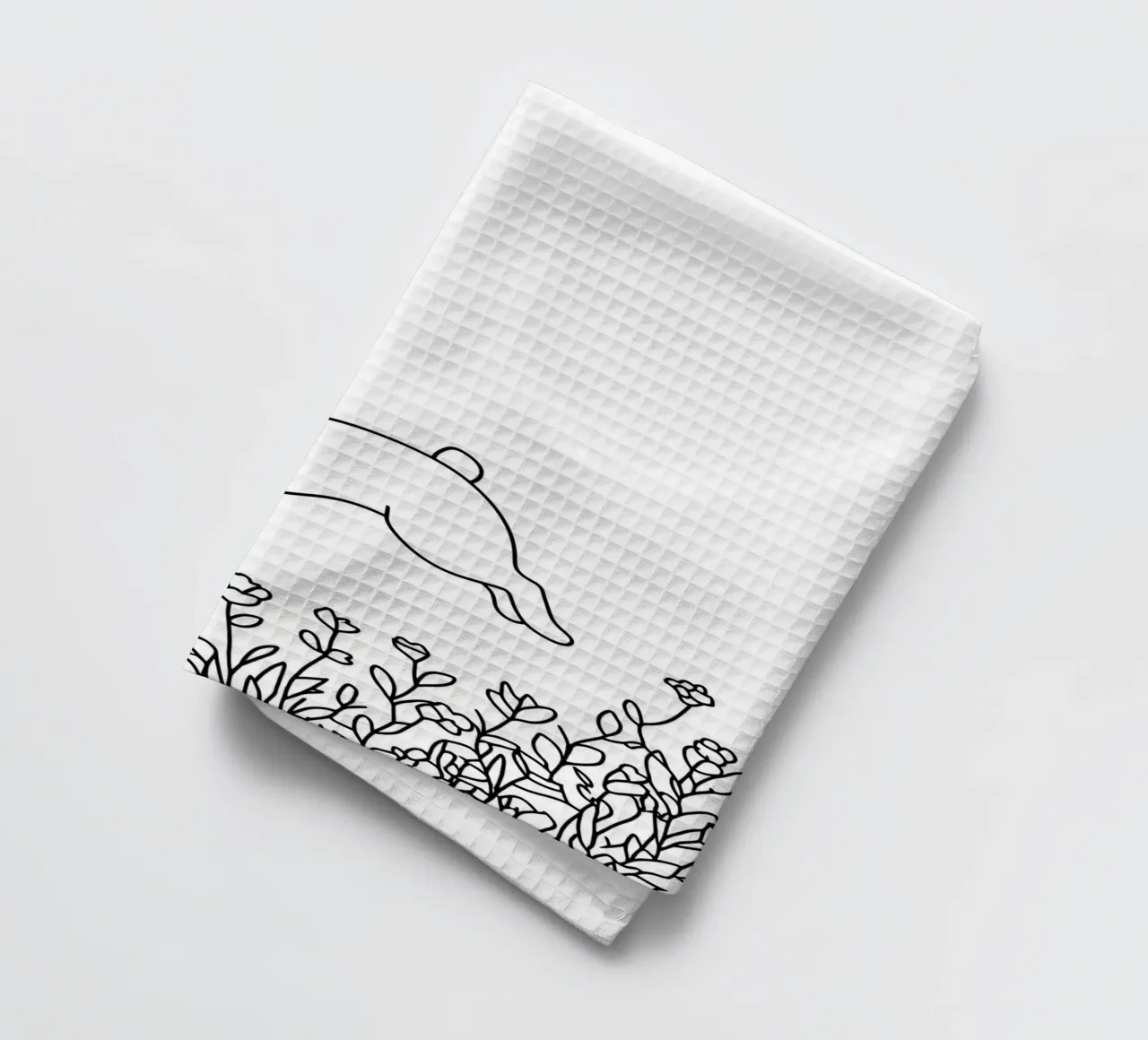 Rabbit In Spring - Minimalist Line Art Geschirrtuch von Viv Line Art