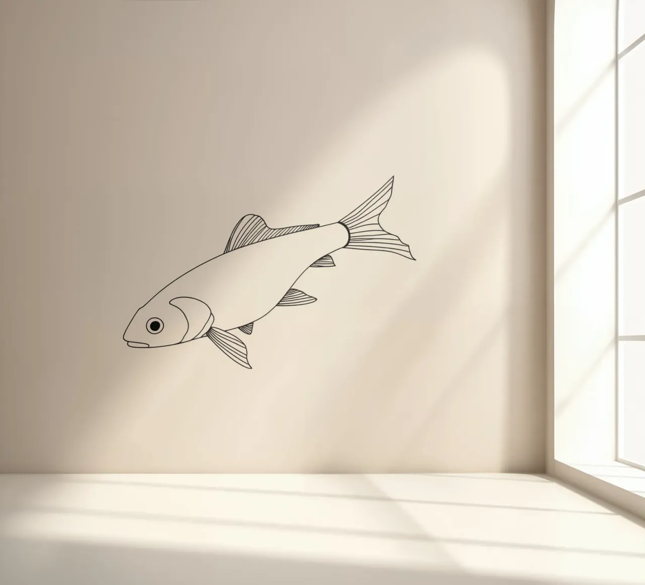 Fisch - Minimalistische Linienkunst Fototapete von Viv Line Art