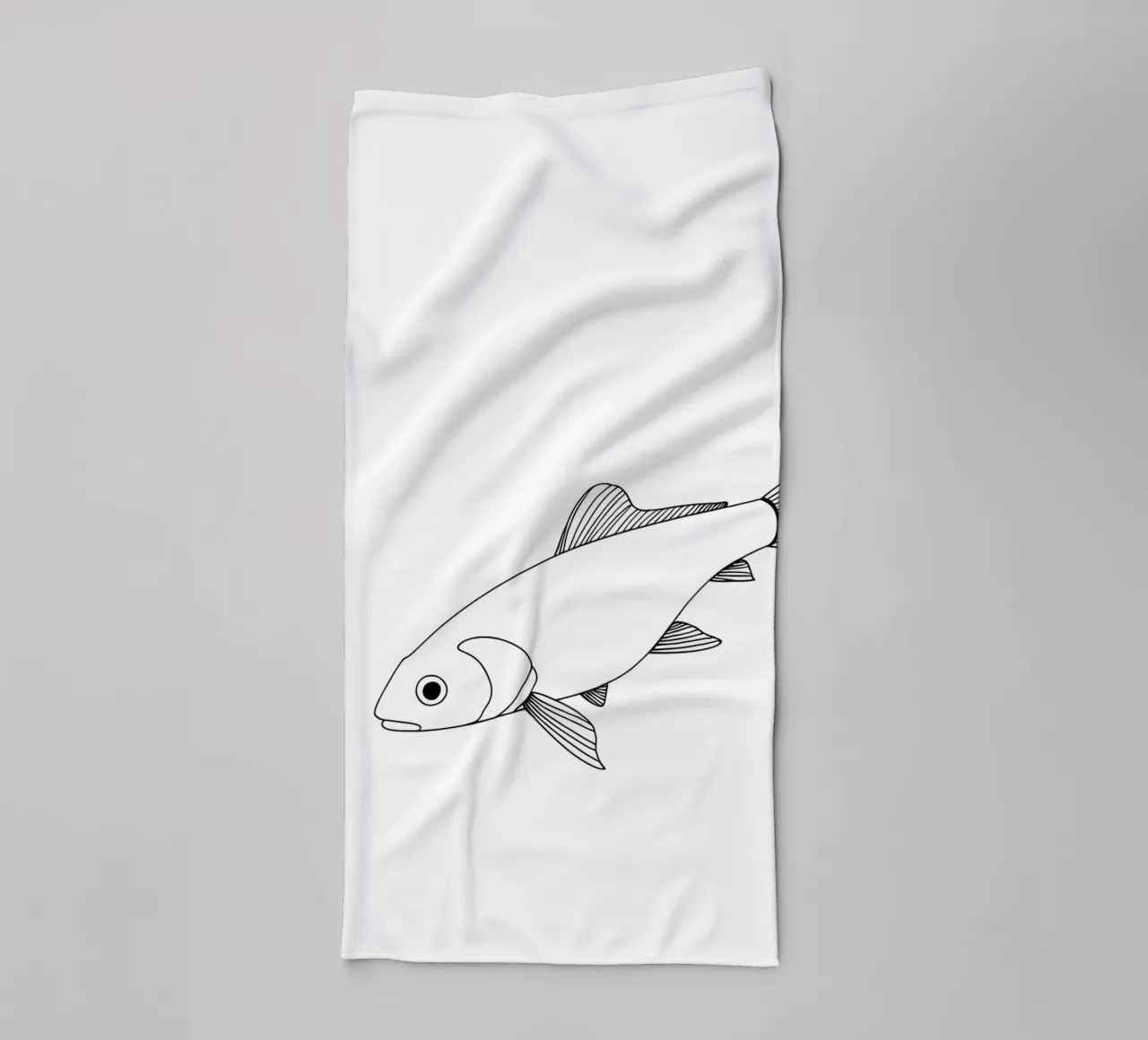 Poisson - Dessin au trait minimaliste serviette de bain de Viv Line Art