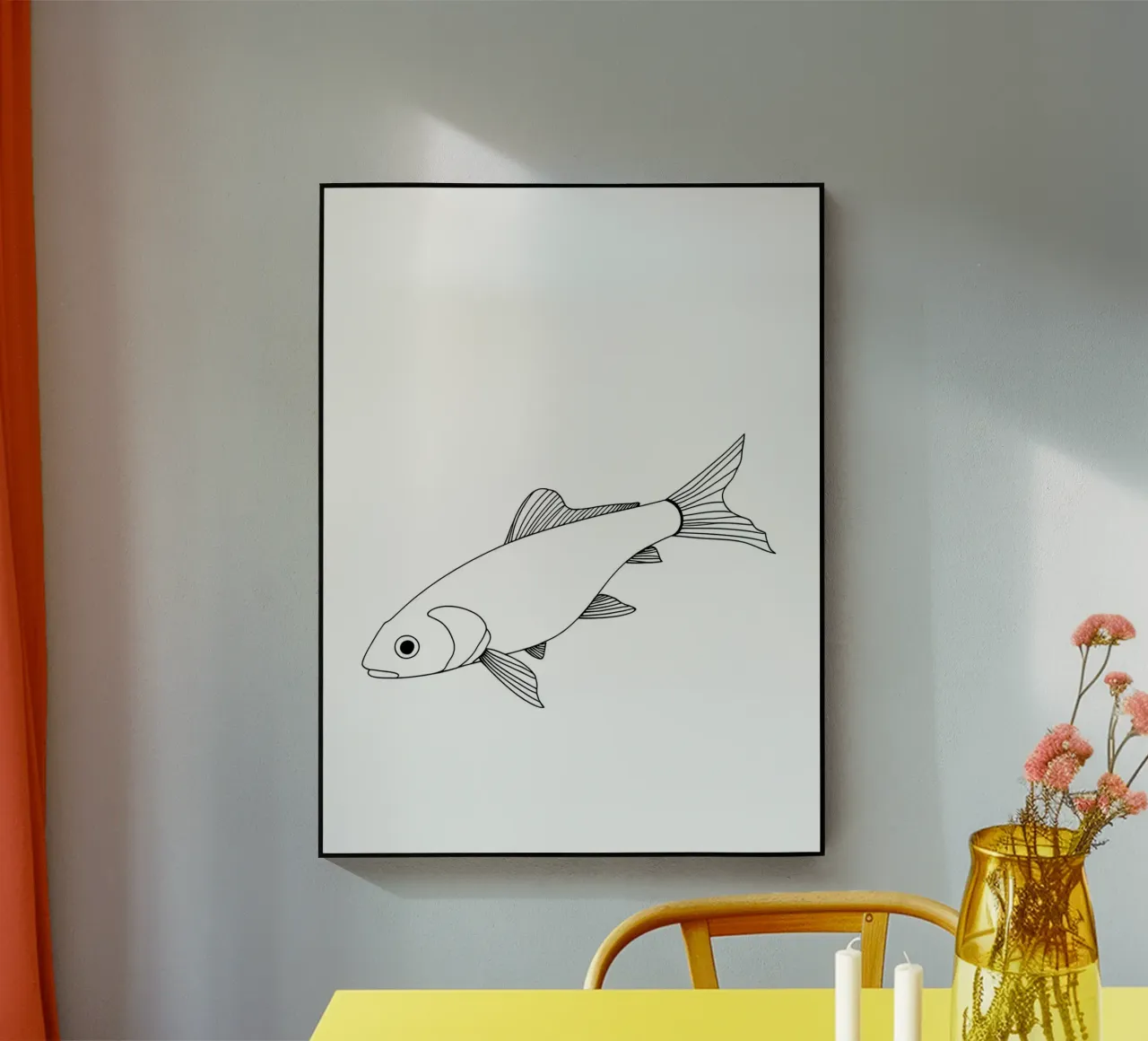 Fisch - Minimalistische Linienkunst Acryl-Glas von Viv Line Art